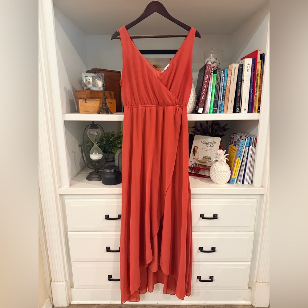 Baltic Born terracotta bow wrap Dress with belt | L